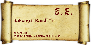Bakonyi Ramón névjegykártya